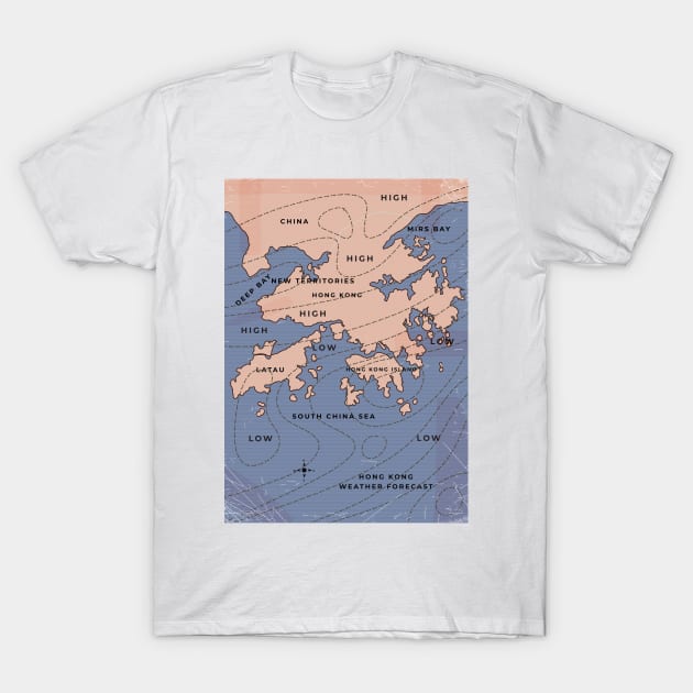 Hong Kong Vintage style weather map T-Shirt by nickemporium1